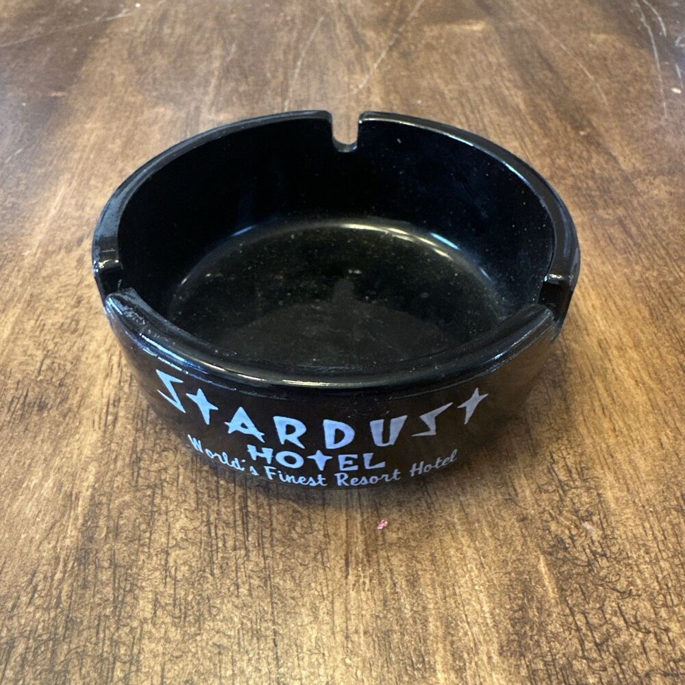 VTG Ashtray 1975 STARDUST CASINO HOTEL, Black Glass, Las Vegas, Great Condition!